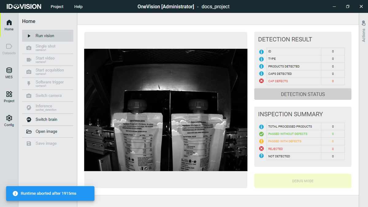 Runtime aborted notification