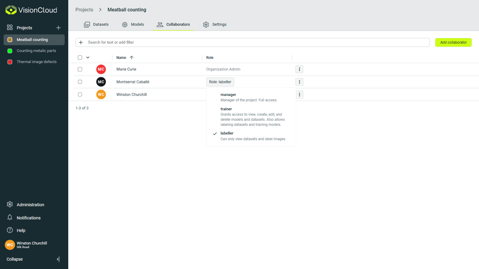 Edit a collaborator's role