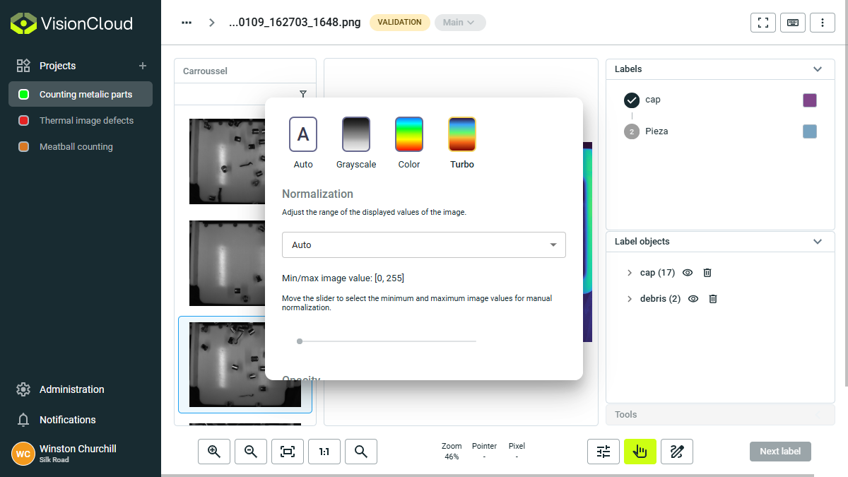 Toolbar in image viewer.