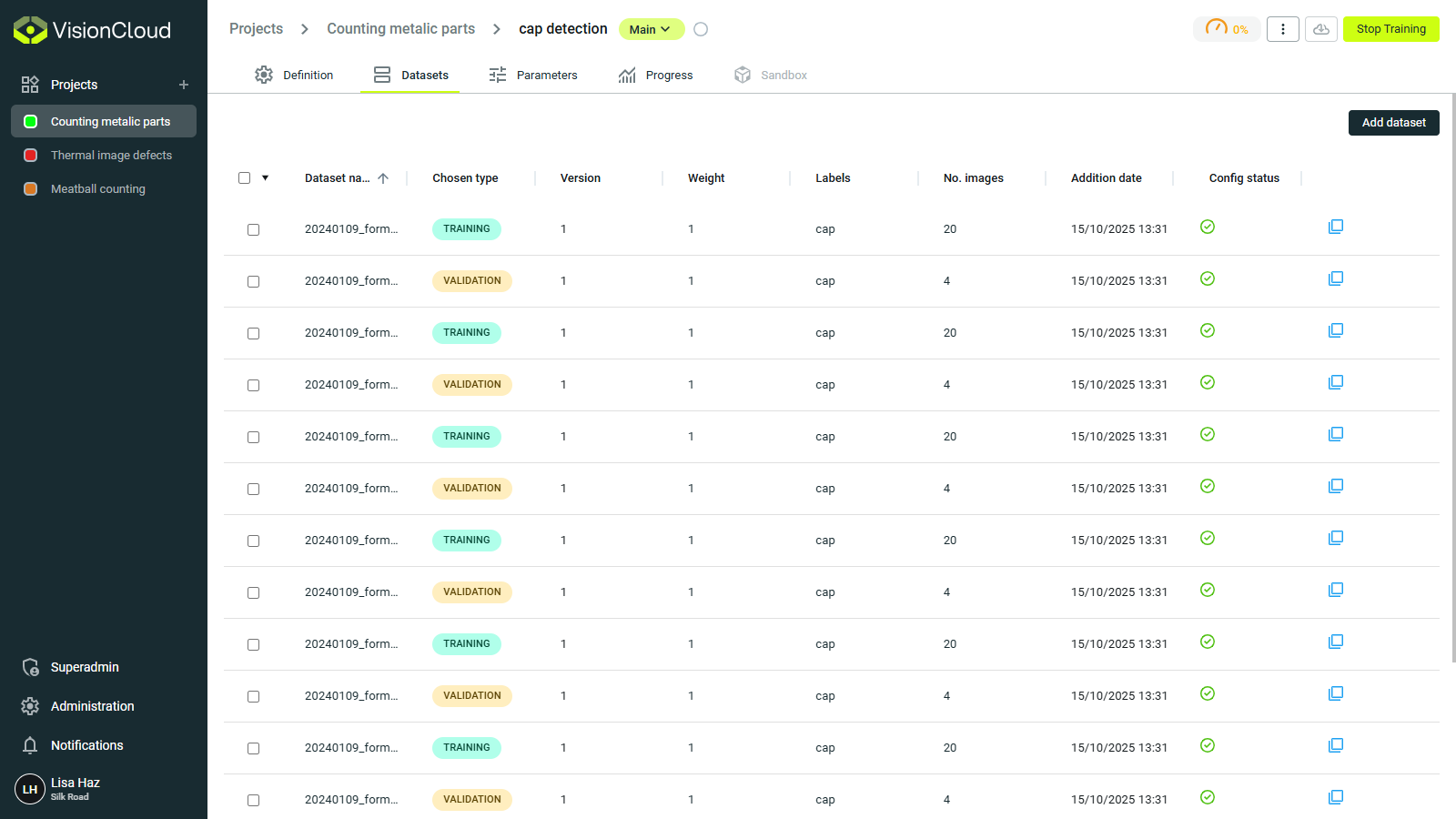 Models dataset management