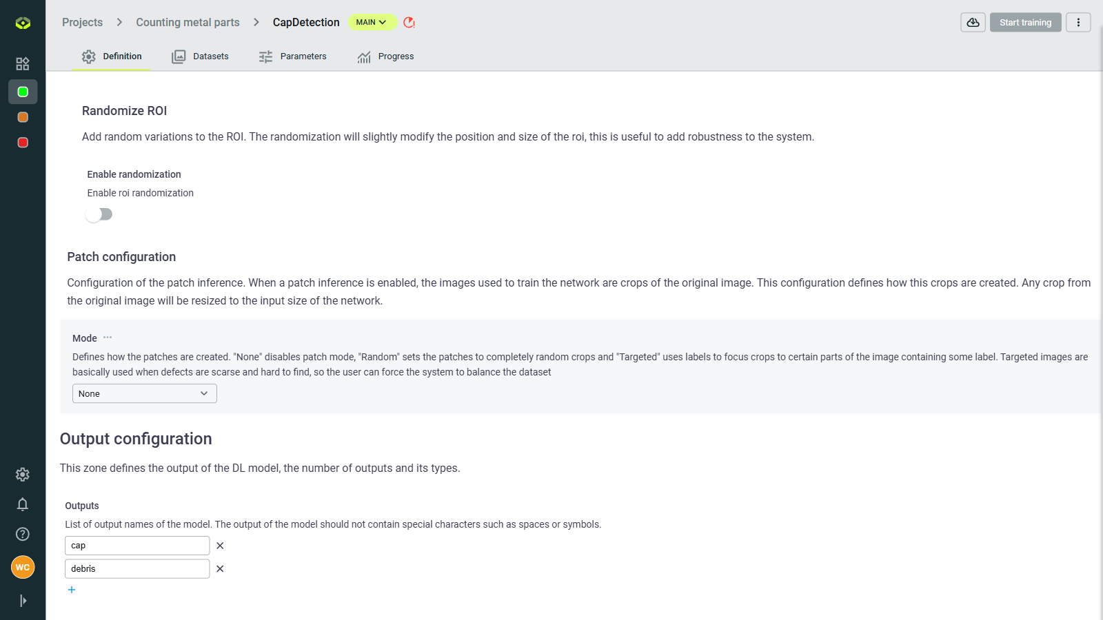 Output configuration