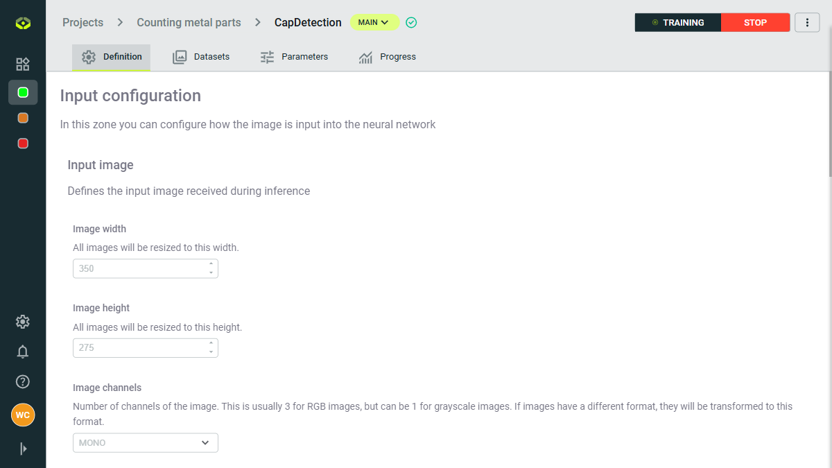 Stop training button
