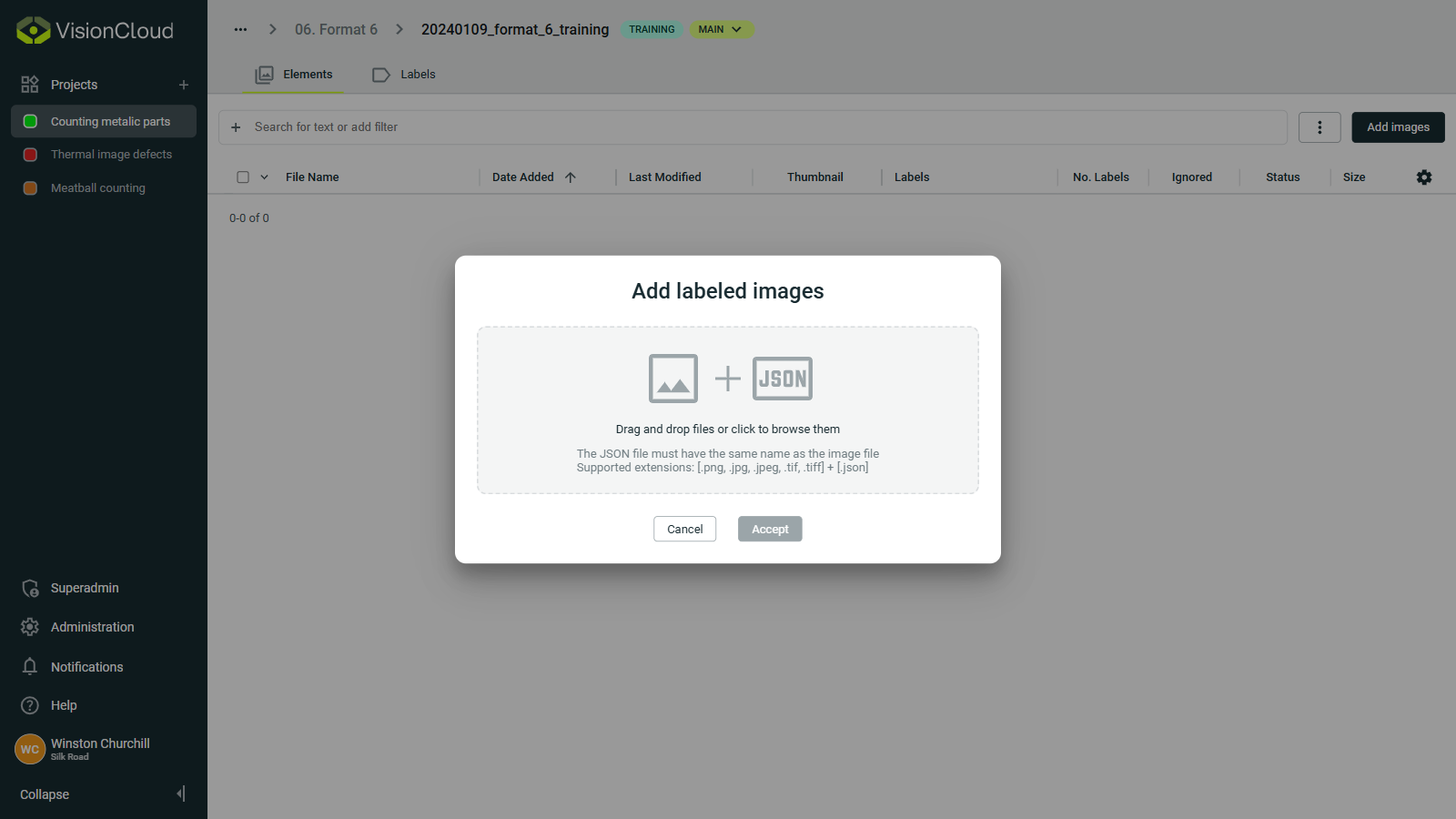Upload labeled images